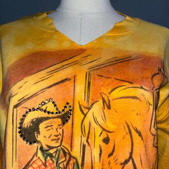 GINA GIRLS IN ACTION  ROY RODGERS & TRIGGER WESTERN HORSE sweatshirt NWOT - S - Picture 3 of 6